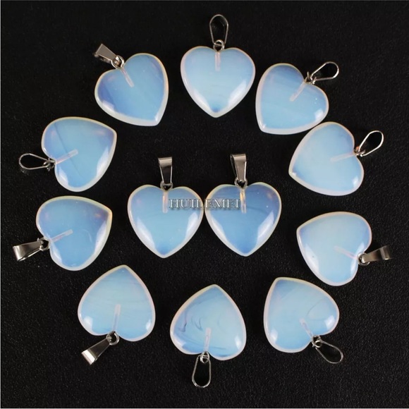 Opalite Stone Heart Pendants Charm Reiki Chakra Healing Beads - Picture 4 of 9